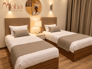 Hotel twin room with upholstered headboards – Moba Furniture