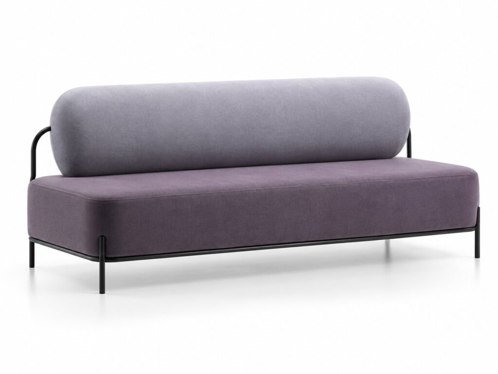 Bolster-Back Lounge Sofa & Chair with Black Metal Frame