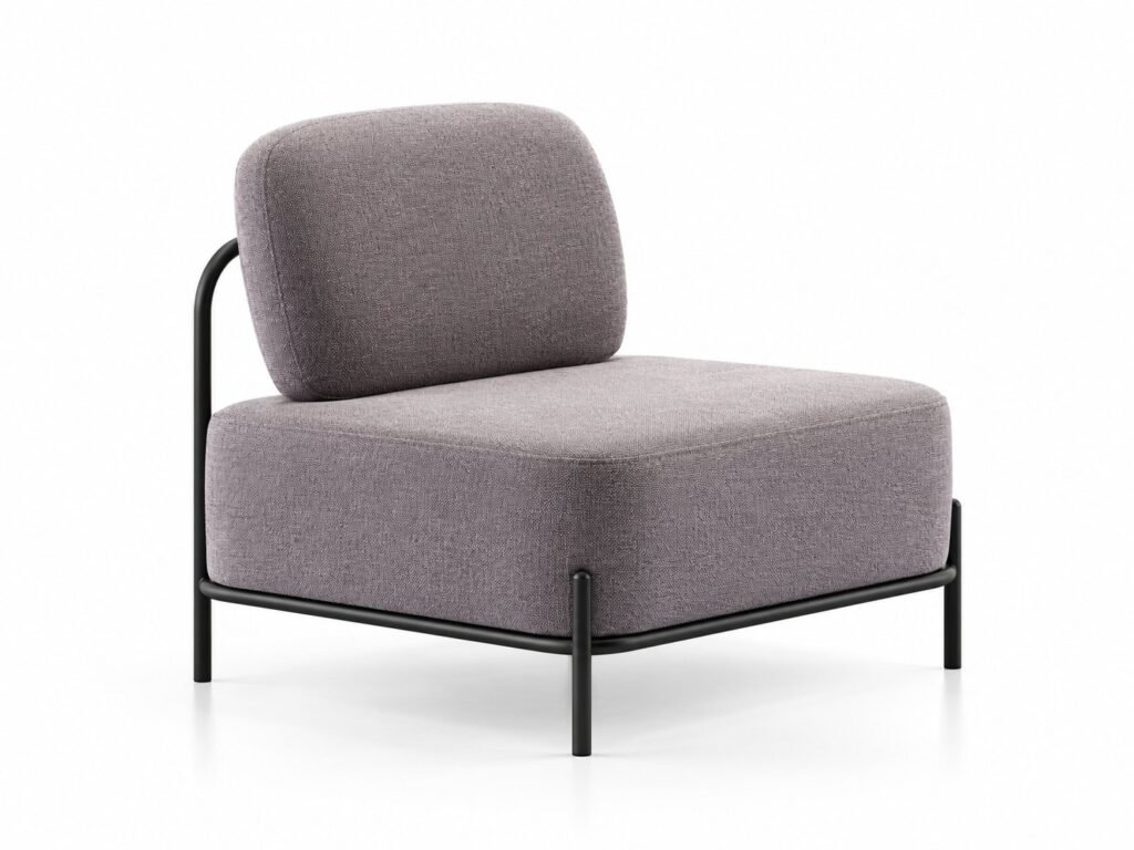 Bolster-Back Lounge Sofa & Chair with Black Metal Frame - صورة 3