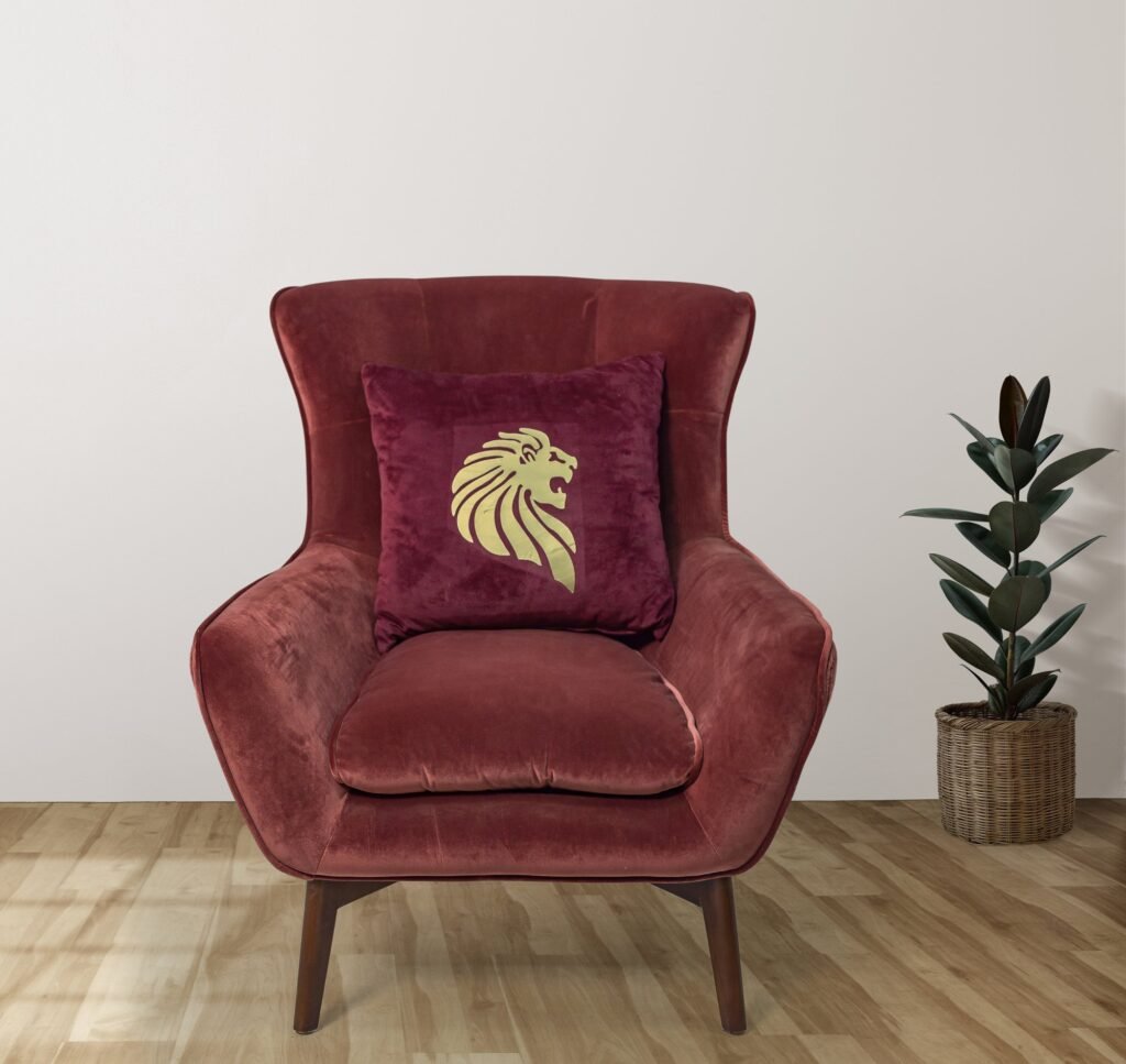 Burgundy Velvet Tufted Wingback Armchair