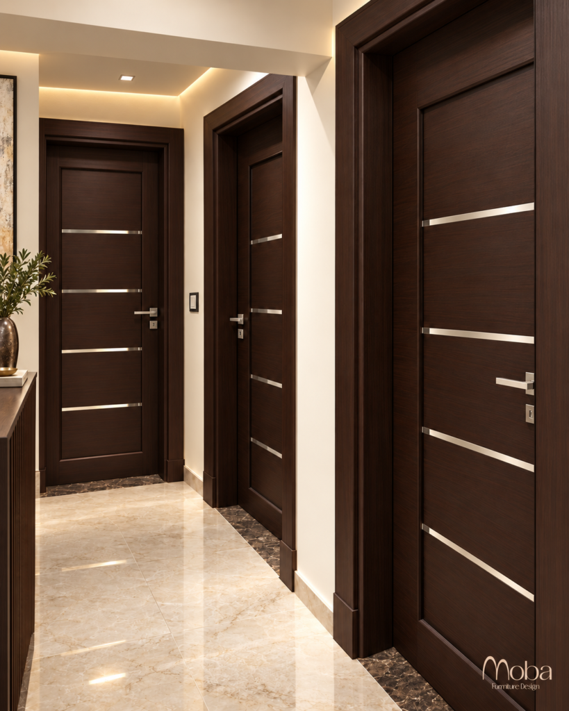 Modern Wood Interior Door with Metal Accents