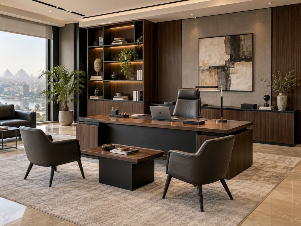 Executive Office in Dark Walnut & Matte Black - صورة 2