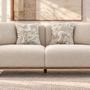 Modern 3-Seater Sofa with Wood Base