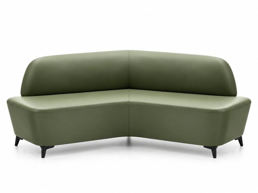 Green Leather Corner Waiting Bench - صورة 2