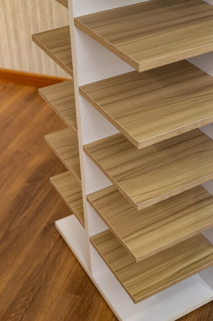 Open Shoe Rack with Angled Wood Shelves & Top Drawer - صورة 4