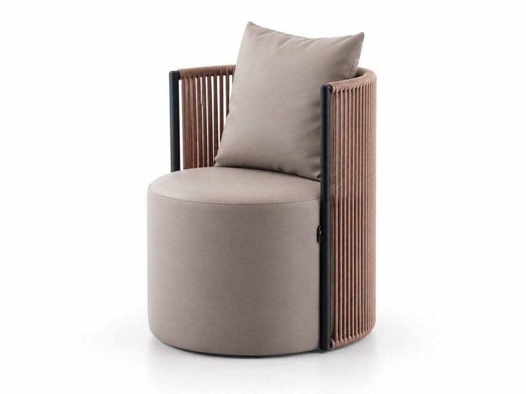 Round Reception Chair with Cord-Wrapped Back