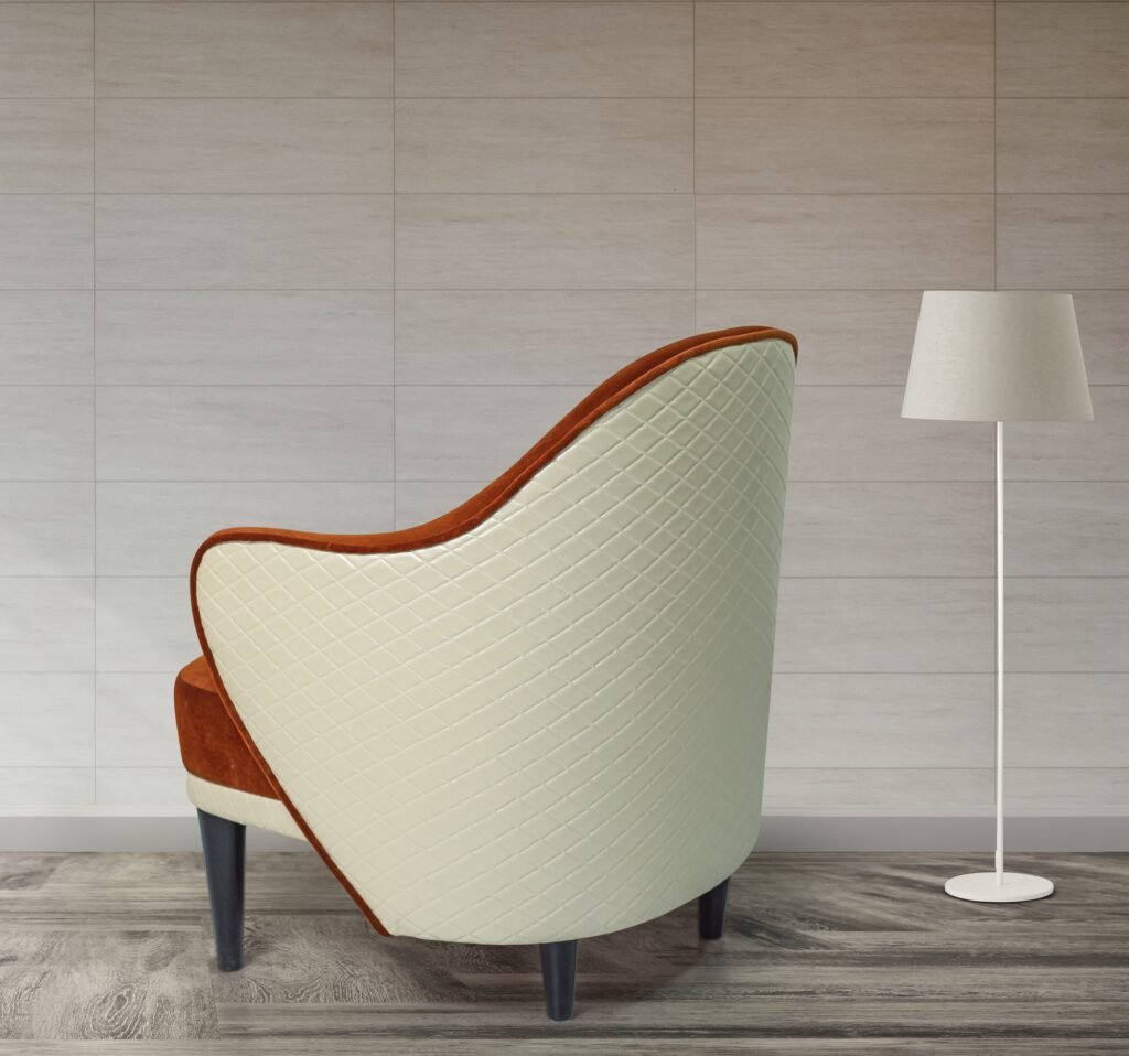 Rust Velvet Armchair with Quilted Shell Back - صورة 4