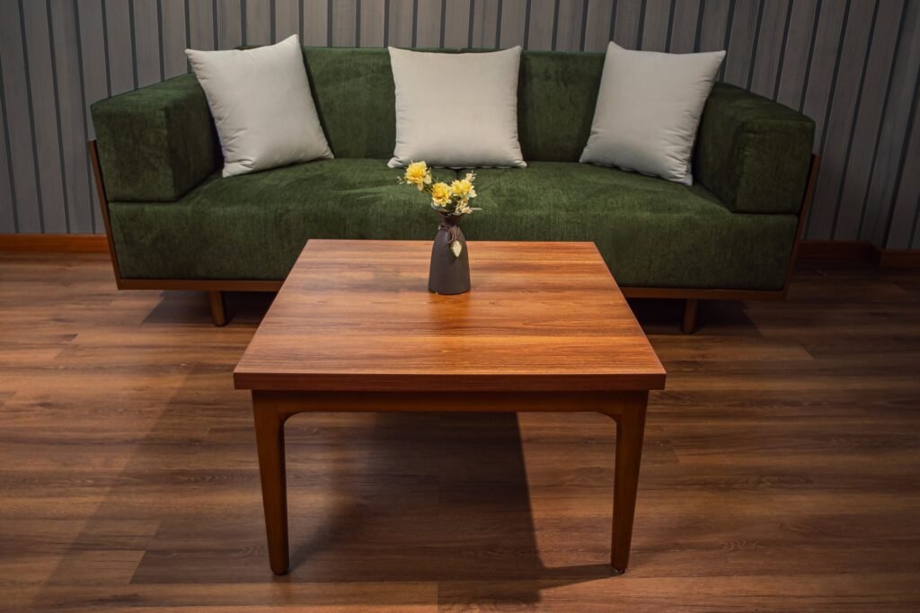 Square Wooden Coffee Table with Curved Legs