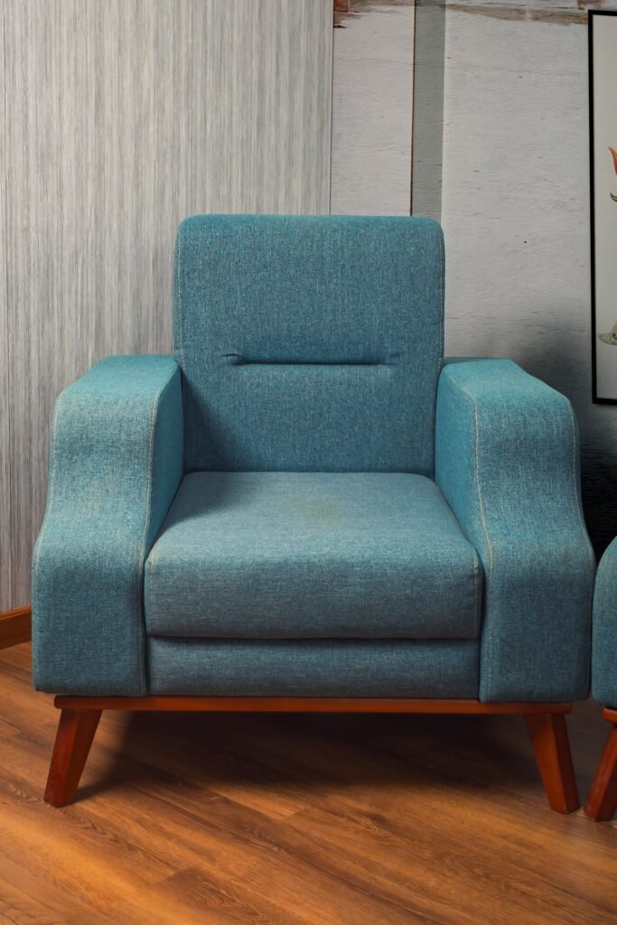 Teal Living Room Set with Wooden Legs - صورة 4