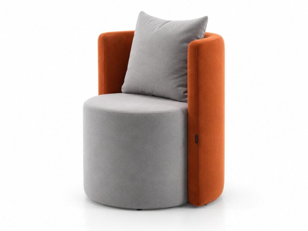 Two-Tone Velvet Round Reception Chair