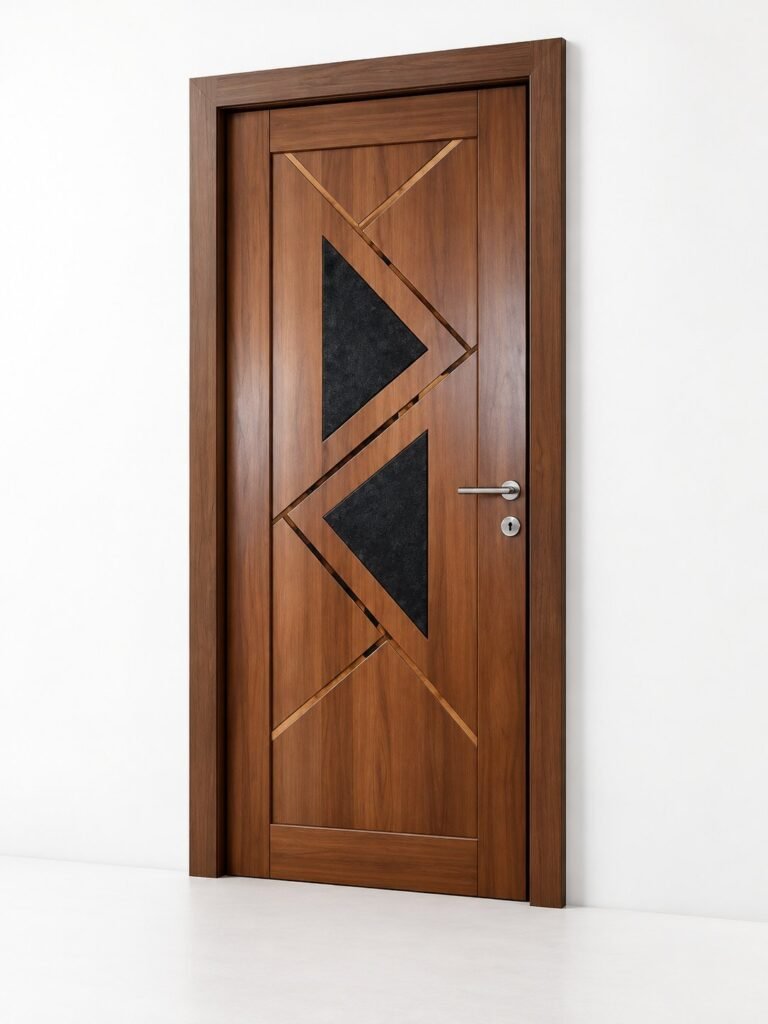 Walnut Interior Door with Geometric Triangle Design
